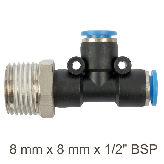 AIRCRAFT Pu Hose Fitting Tee 8mm X 8mm X 1/2'm